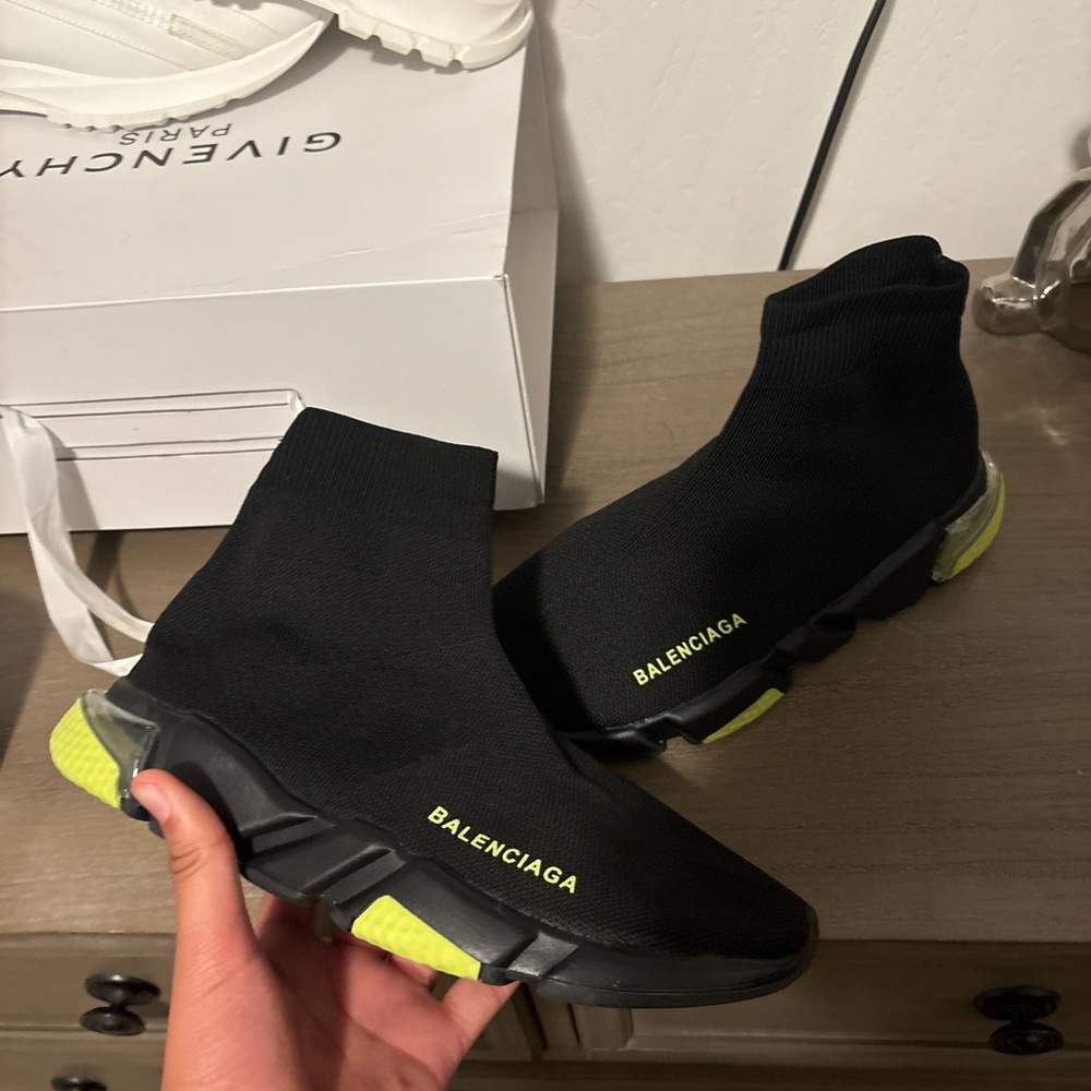 Balenciaga Black and Yellow Sock Sneakers